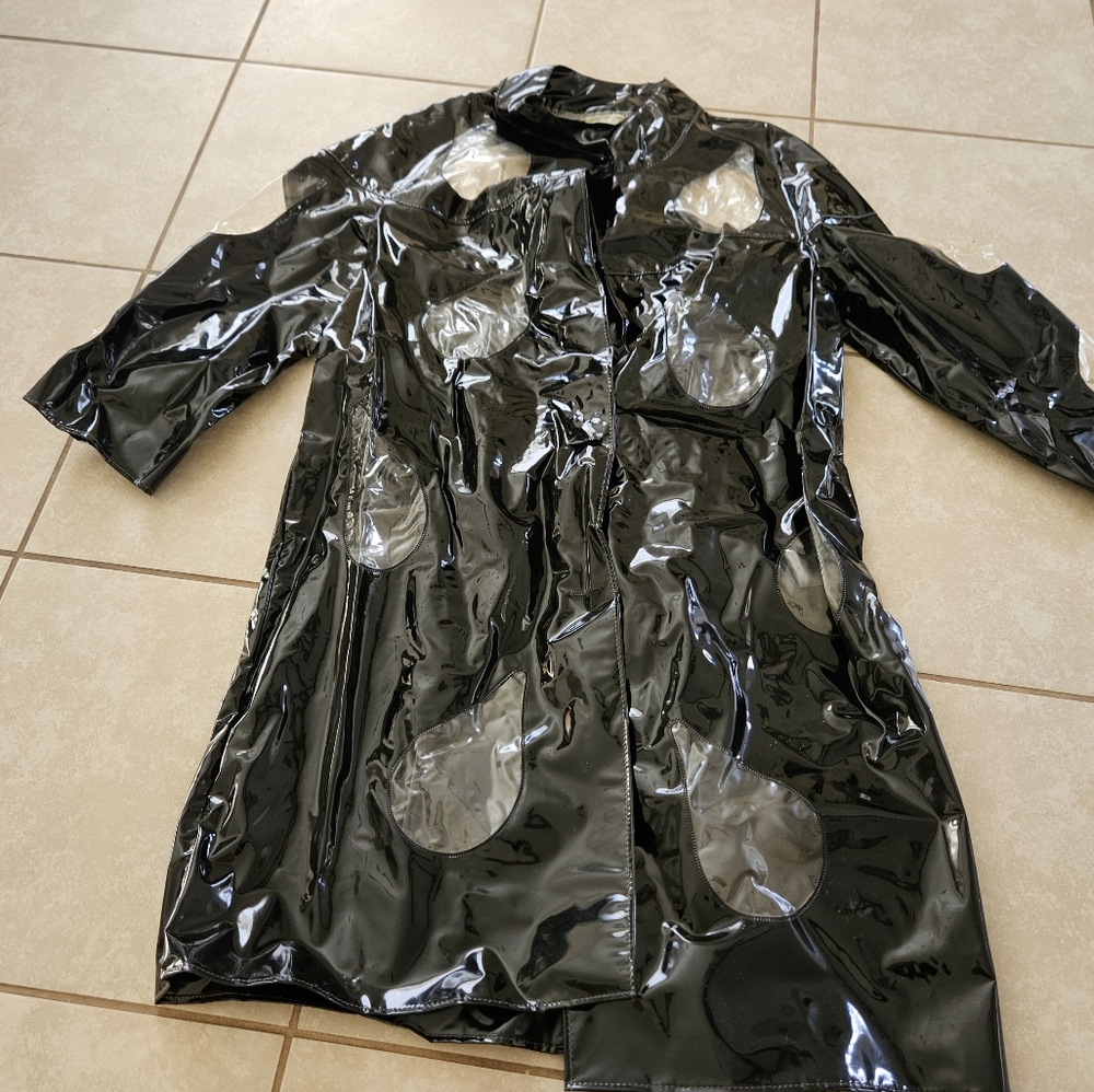 Aqua sheen vintage 70s rain coat